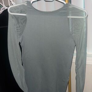 Women's Long Sleeve Mesh Top - Gray